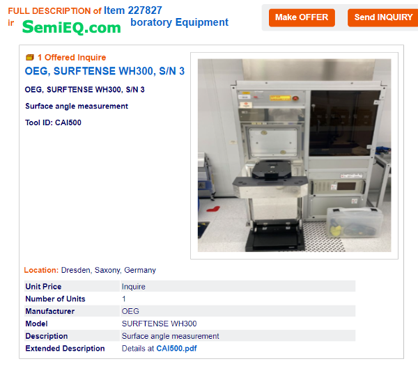 OEG SURFTENSE WH300 Surface angle measurement